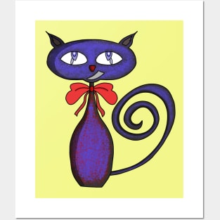 Cute Kitten With a Bow Posters and Art